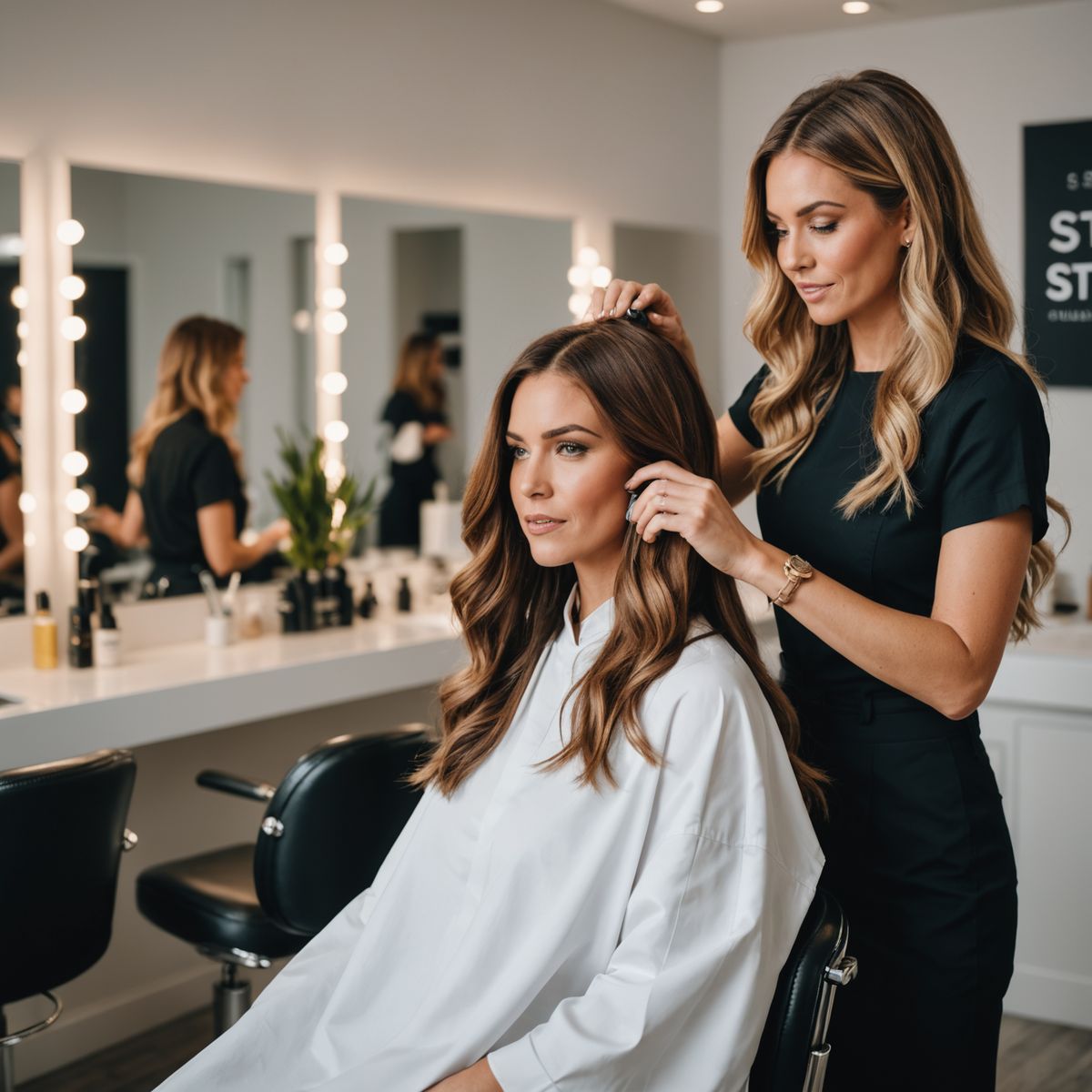 Student practicing hairstyling techniques in the academy